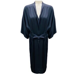 PESERICO DARK BLUE BELTED ROBE COAT